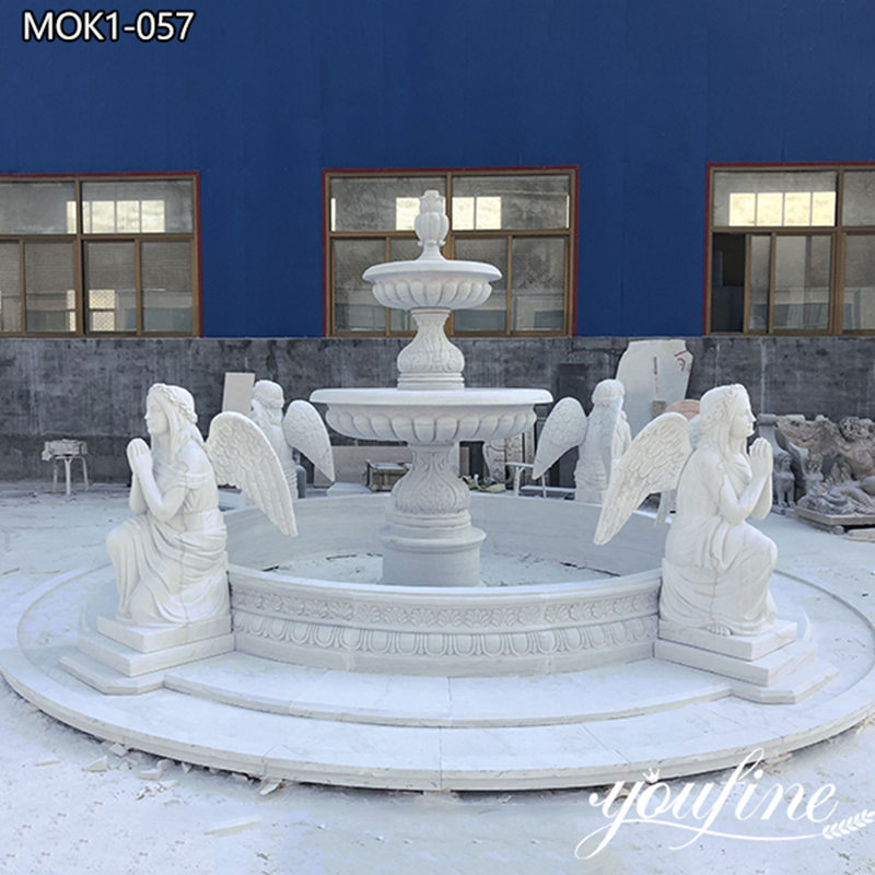 Hand Carved White Marble Angel Fountain for Sale MOK1-057