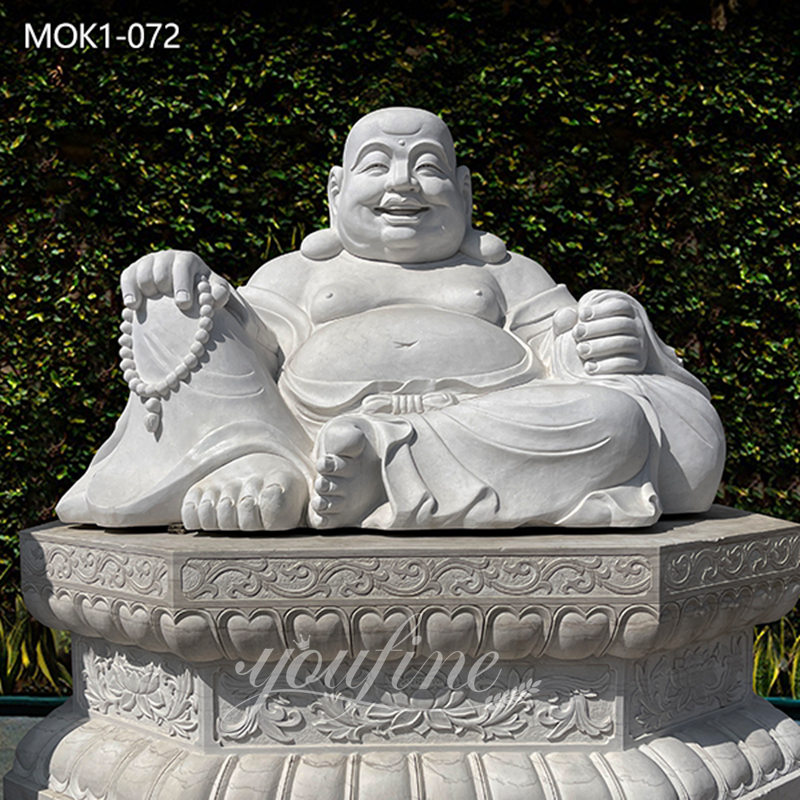 White Marble Laughing Buddha Good Luck Statue for Home MOK1-072