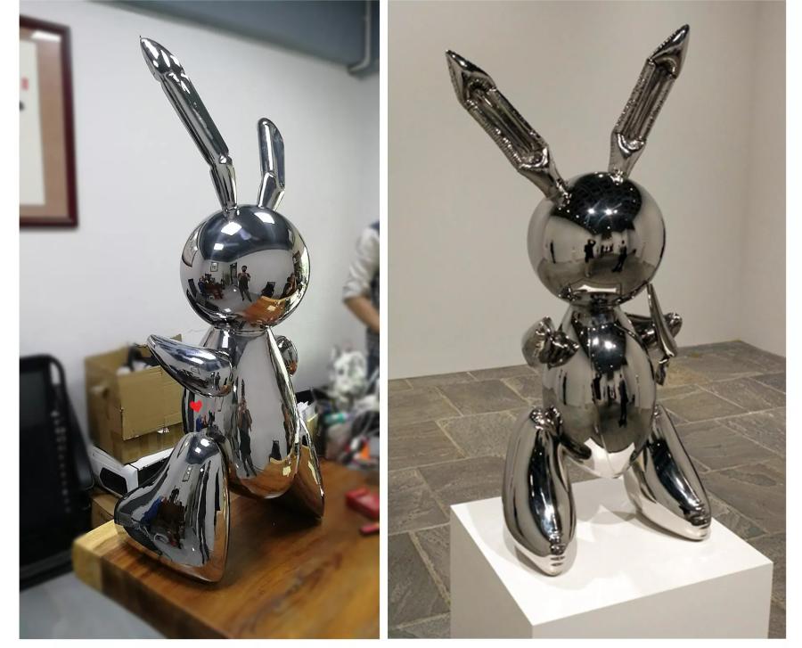 Jeff Koons Stainless Steel Rabbit Statue Sculpture