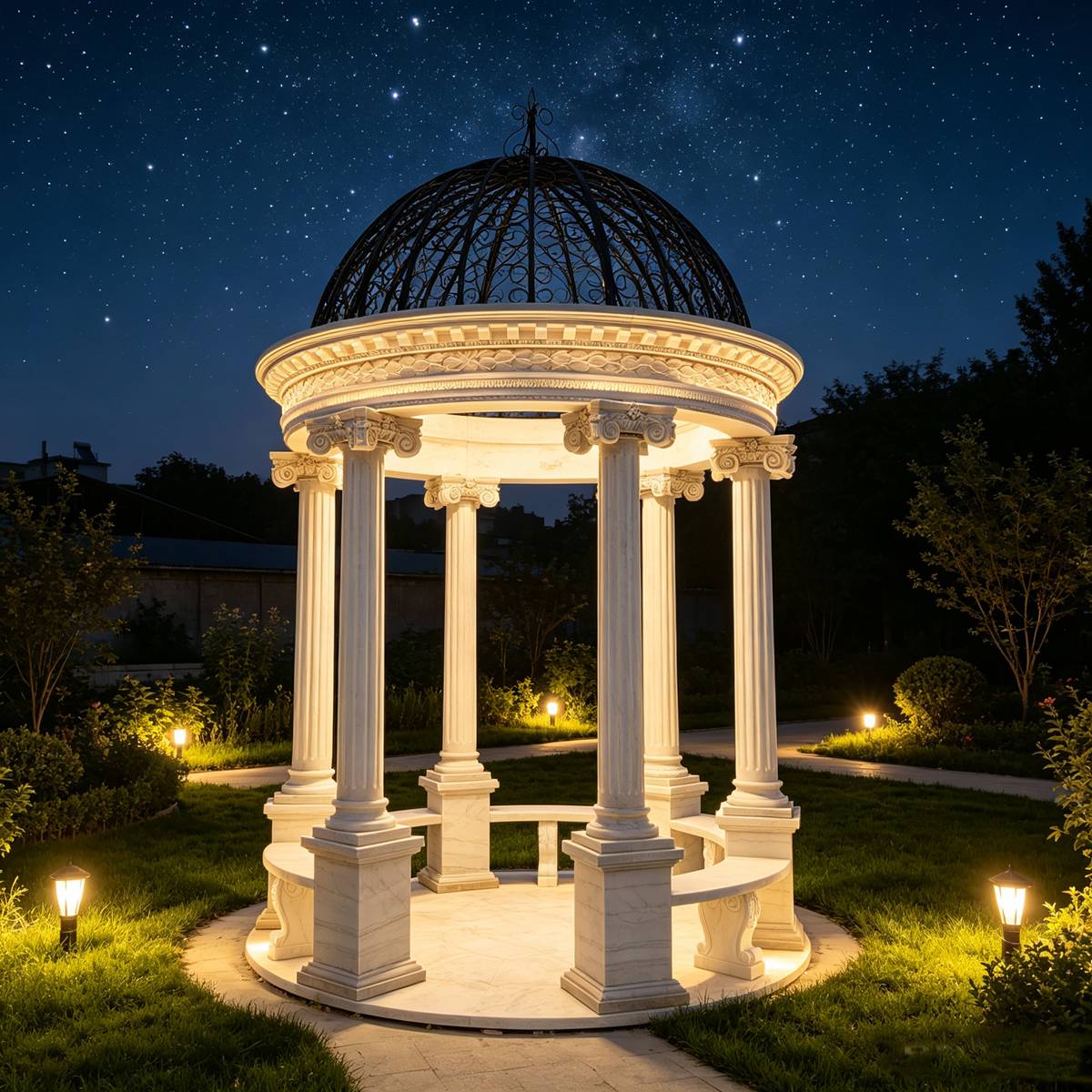 Large White marble Outdoor Round Gazebo