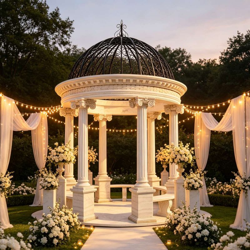 Large White marble Outdoor Round Gazebo