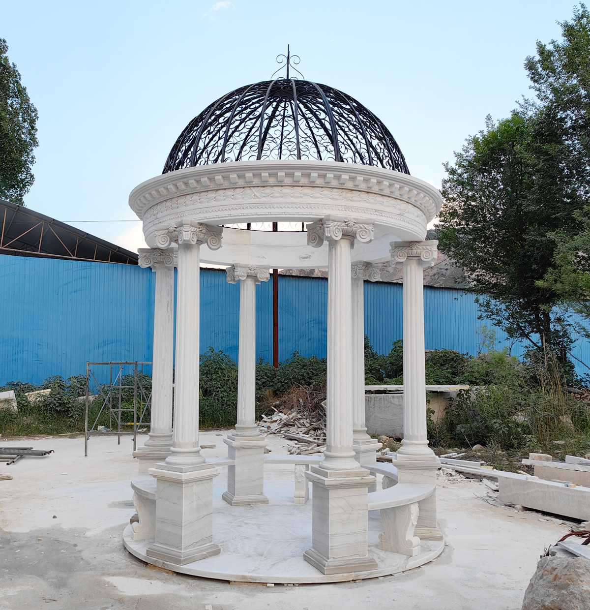 Large White marble Outdoor Round Gazebo