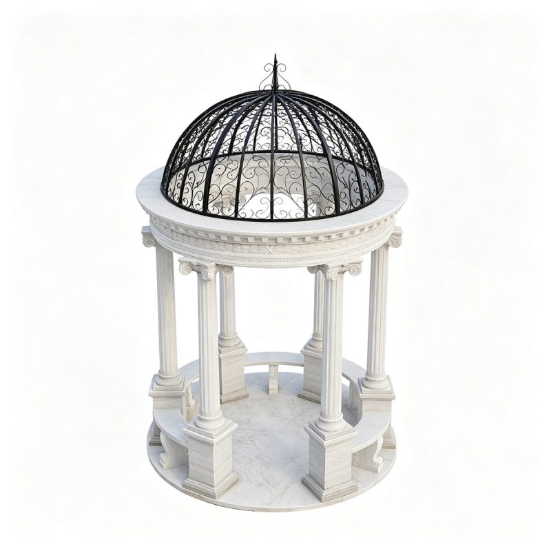 Large White marble Outdoor Round Gazebo