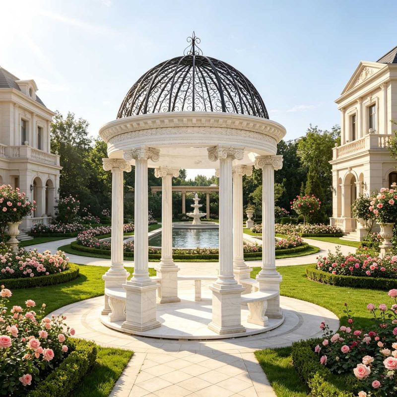 Large White Outdoor Round Gazebo for Sale