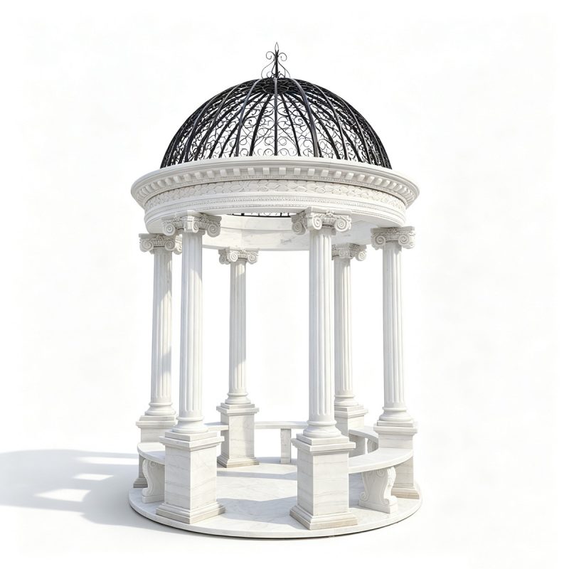 Large White marble Outdoor Round Gazebo
