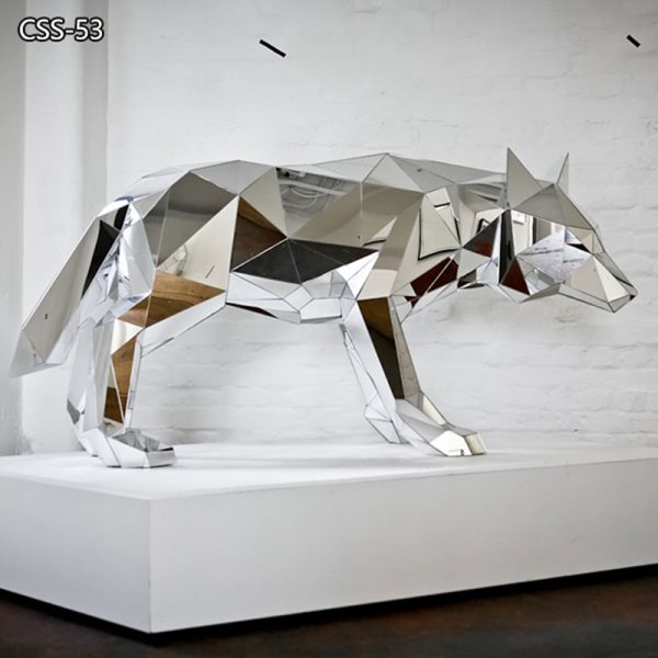Outdoor Metal Wolf Sculpture Geometric Animal Art Decor CSS-53