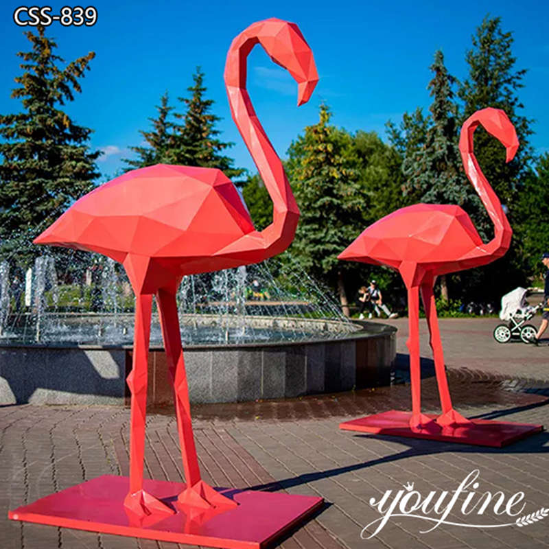 Stainless Steel Pink Tall Flamingo Statue Manufacturer CSS-839