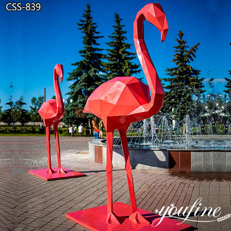 Stainless Steel Pink Tall Flamingo Statue Manufacturer CSS-839 (2)