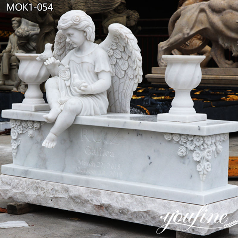 アート作品[WHITE BURIAL 1] White Natural Marble Little Angel Headstone Manufacturer