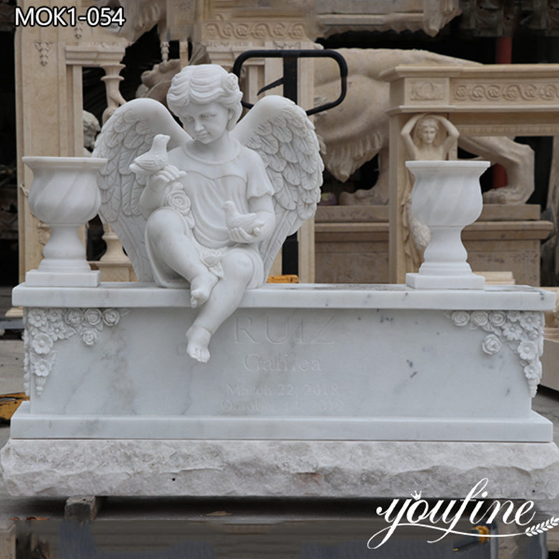 White Natural Marble Little Angel Headstone Manufacturer MOK1-054