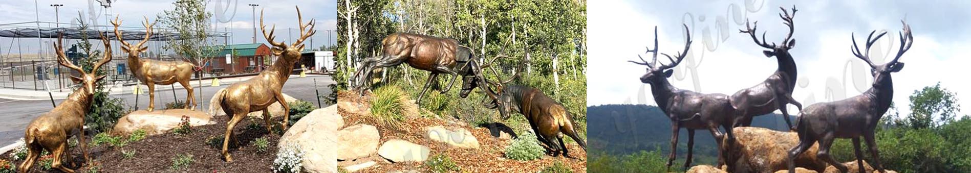 YouFine fight Bronze Elk Sculptures