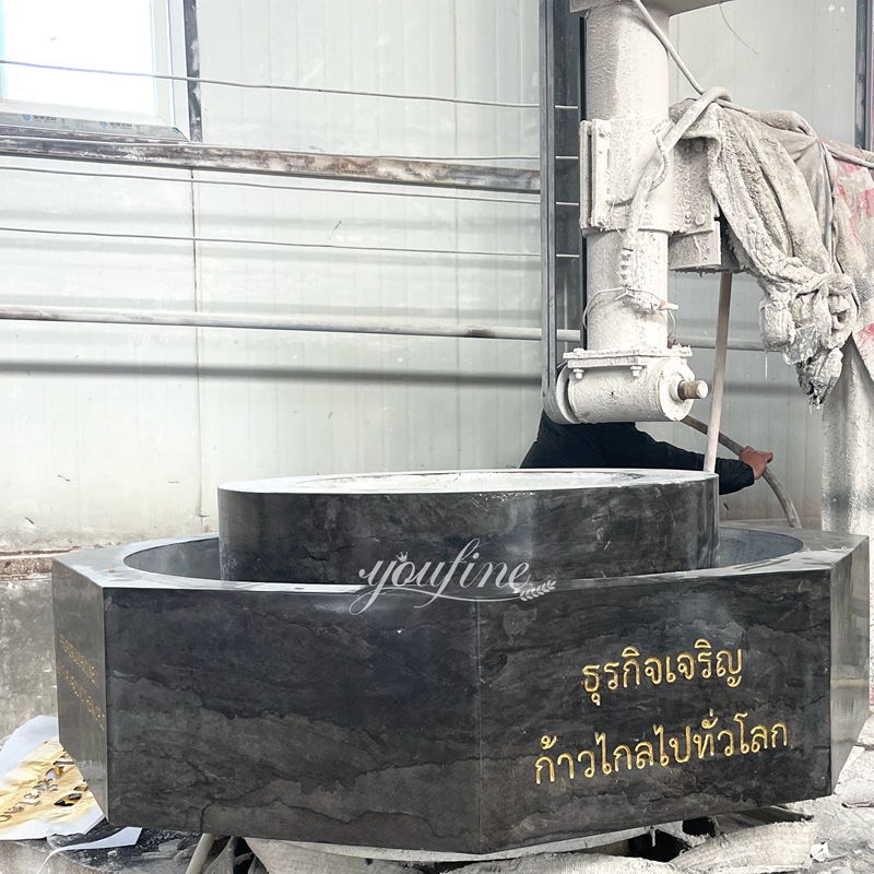 black sphere fountain base