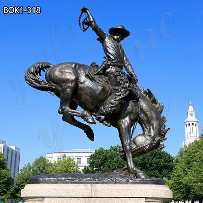 Bronze Remington Bronco Buster Cowboy Statue Art for Sale BOK1-318