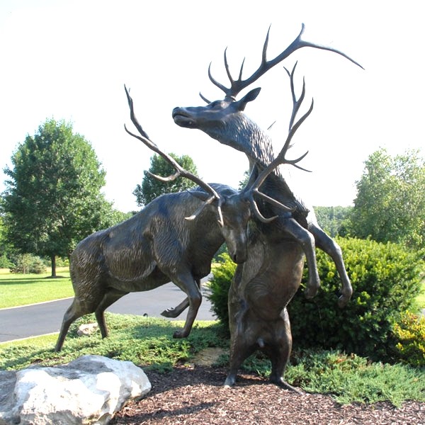 Life Size Fight Bronze Elk Statue Street Decor for Sale BOKK-277