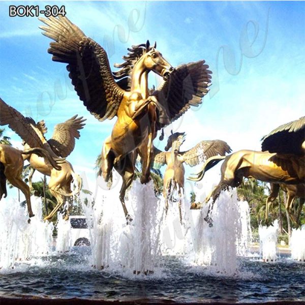 Bronze Pegasus Horse Sculpture Outdoor Water Fountain for Sale BOK1-304