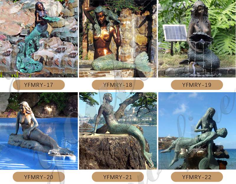 bronze mermaid statue-YouFine sculpture