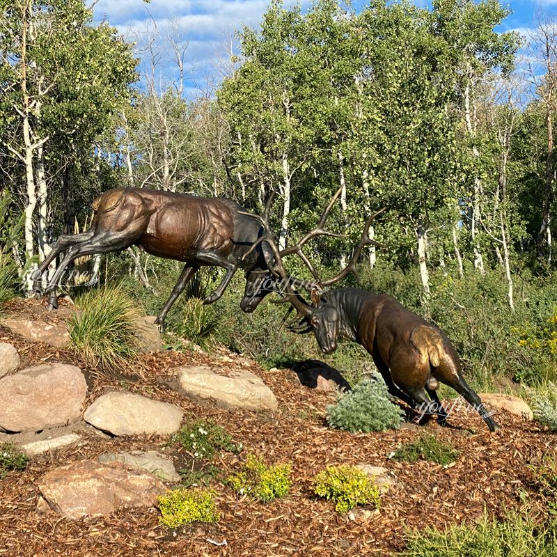 fighting bull elk sculpture