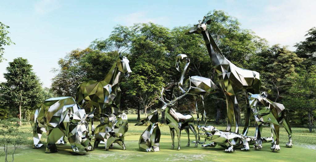 garden outdoor stainless steel metal animal sculpture for sale