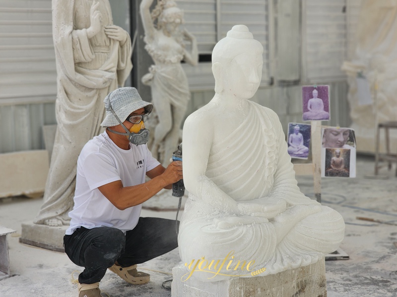 hand carved marble buddha statue