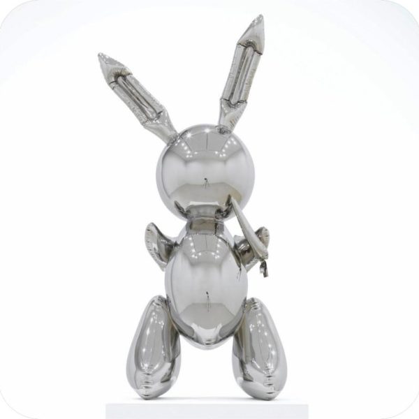 Famous artist jeff koons stainless steel rabbit sculpture