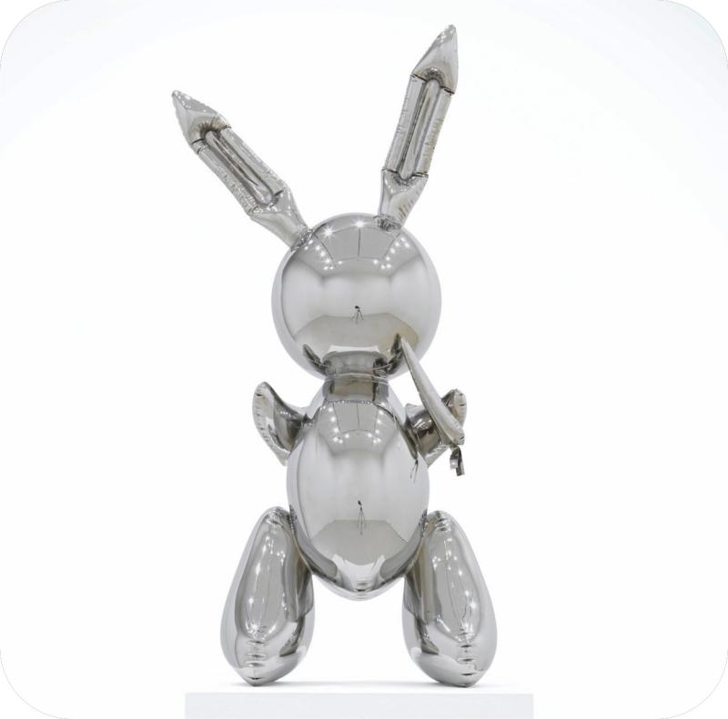 Famous artist jeff koons stainless steel rabbit sculpture