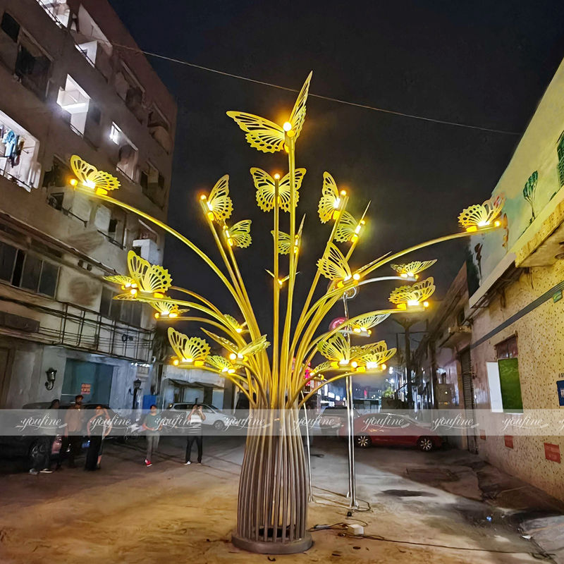 large stainless steel butterfly light sculpture