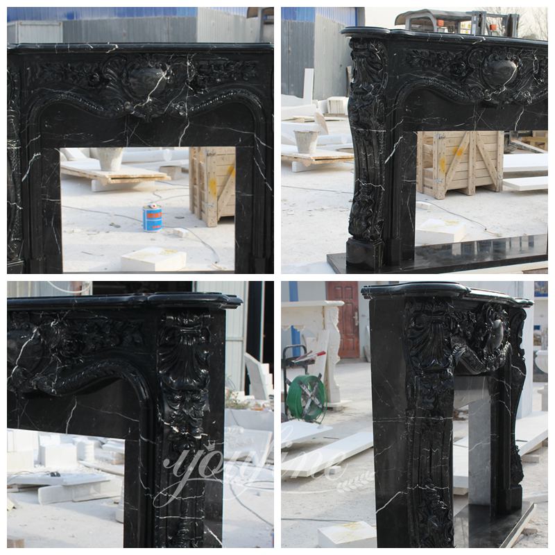 modern black marble fireplace - YouFine Sculpture