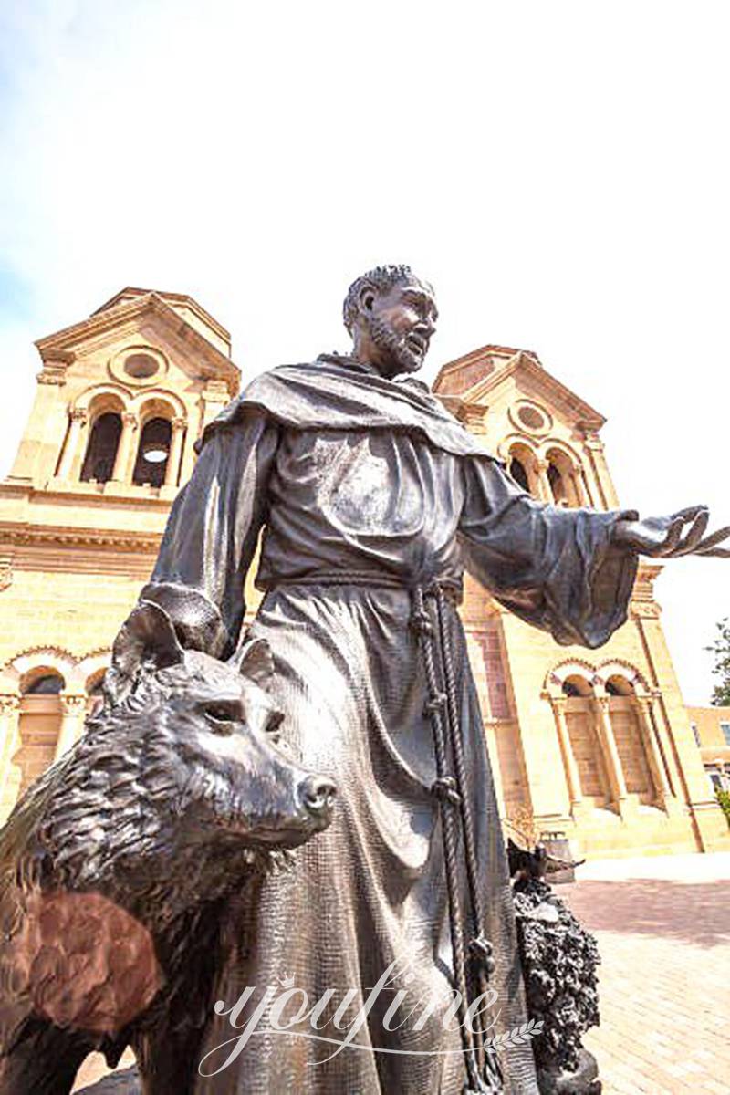 st francis and the wolf-YouFine Sculpture