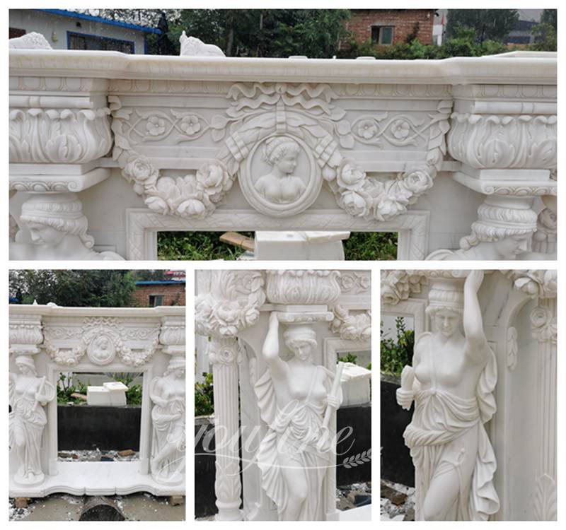 white marble fireplace - YouFine Sculpture
