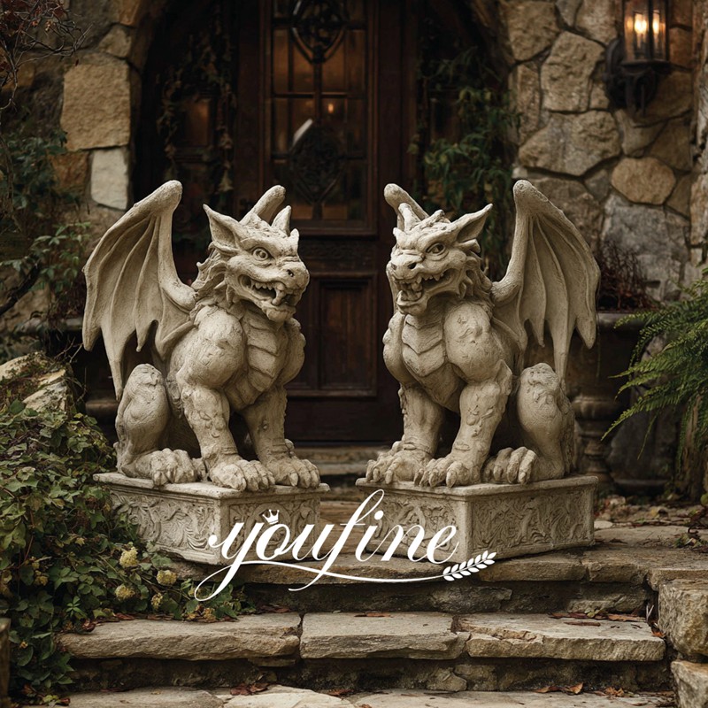 winged stone gargoyle statues for front porch