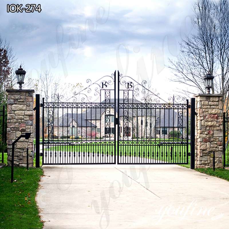 Decorative Wrought Iron Modern House Gate Driveway for Sale IOK-274