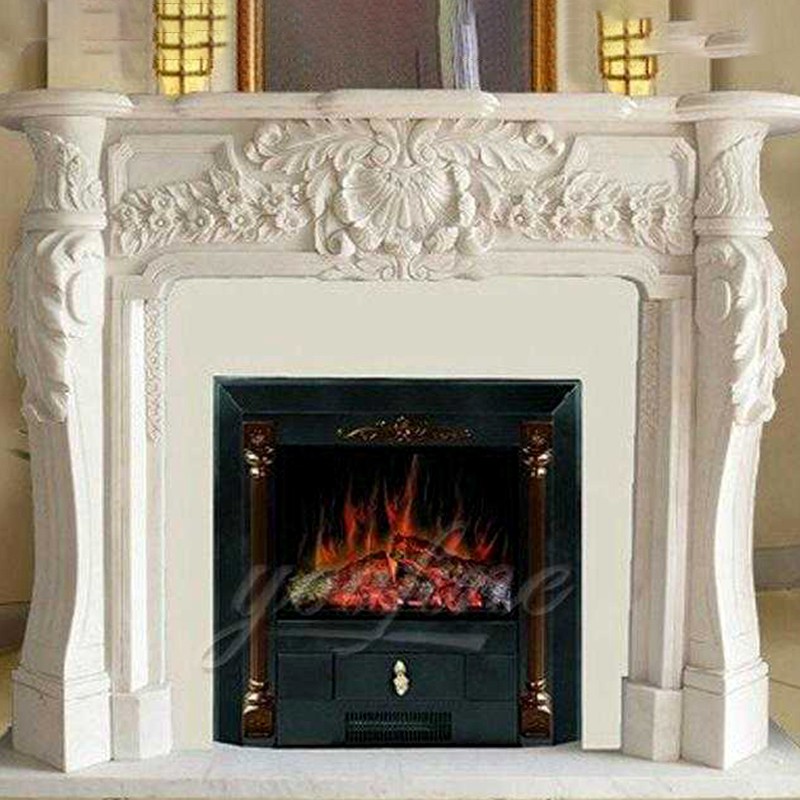 Decorative French style marble fireplace mantel