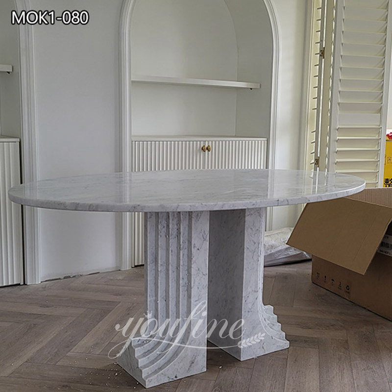 Luxurious Natural White Marble Dining Table for Sale MOK1-080 (1)