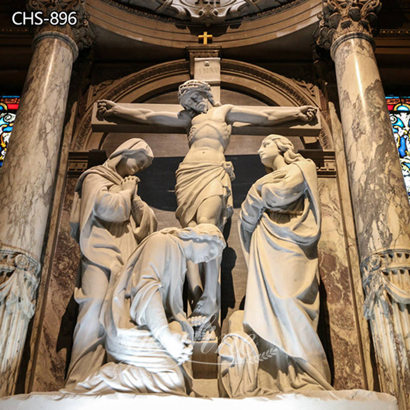 Marble Jesus on the Cross Statue for Church CHS-896