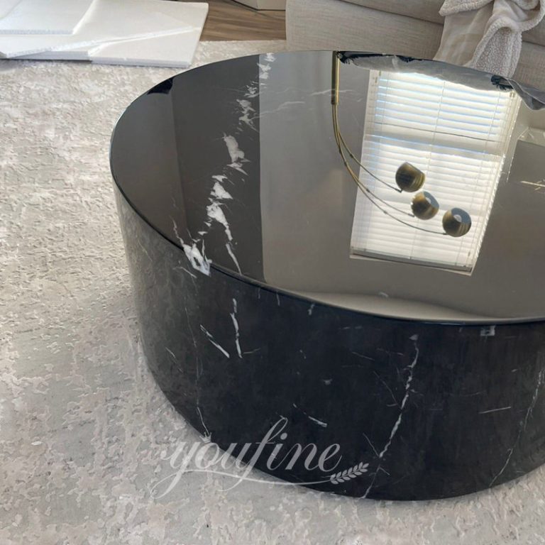 Natural Marble Black Drum Coffee Table for Home MOK1-081-YouFine Sculpture