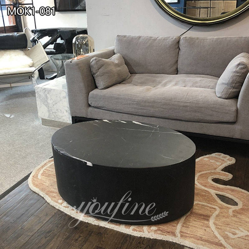 Natural Marble Black Drum Coffee Table for Home MOK1-081