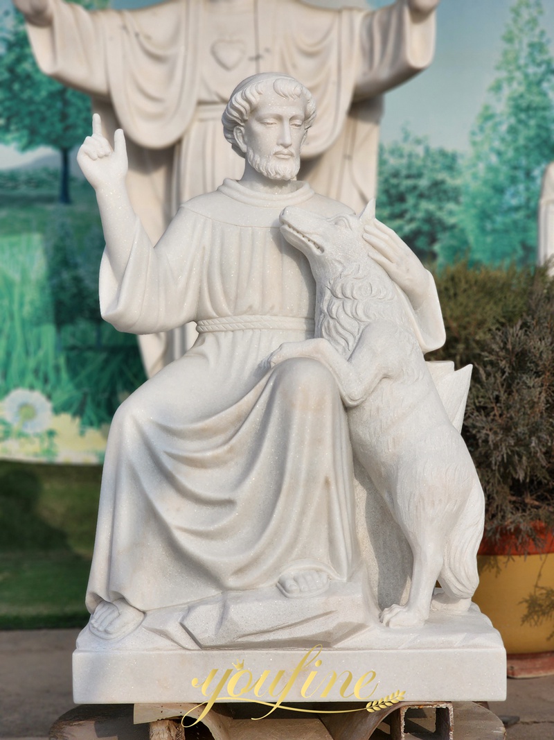 St. Francis of Assisi with Animals marble Statue
