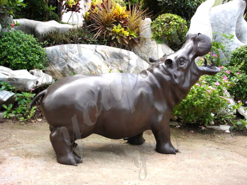 bronze hippo statue garden-YouFine Sculpture