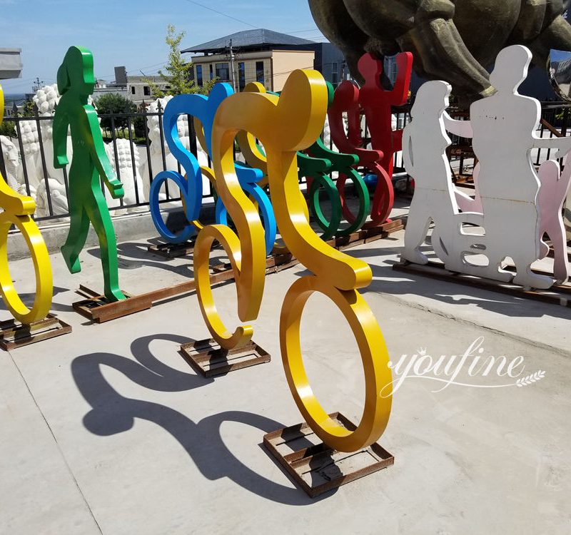 açıq park dekorasiyası üçün velosipedçi heykəli