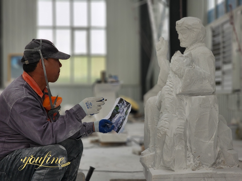 hand carving process of St. Francis