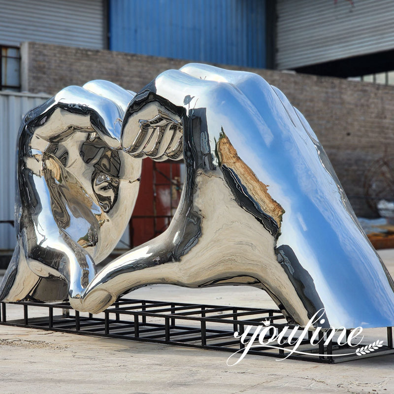 high polished metal hand sculpture at YouFine factory