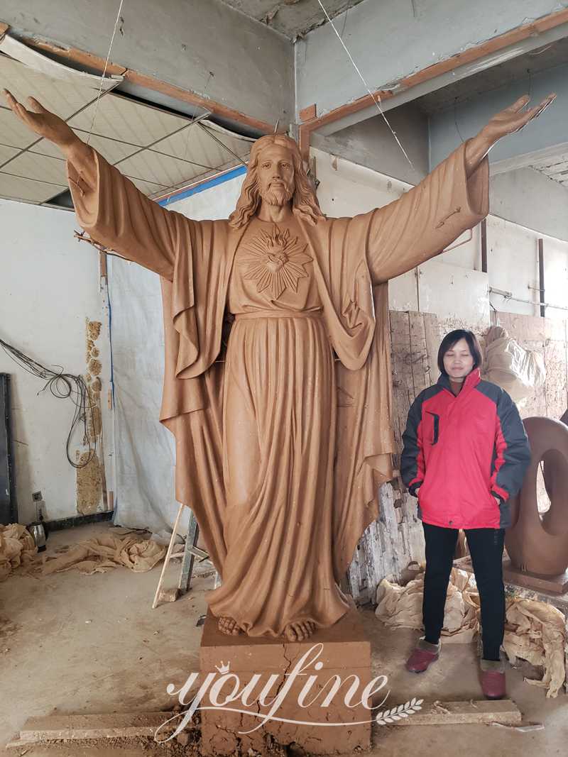 Sacred Heart Bronze Outdoor Jesus Statue Religious Art for Sale BOK1