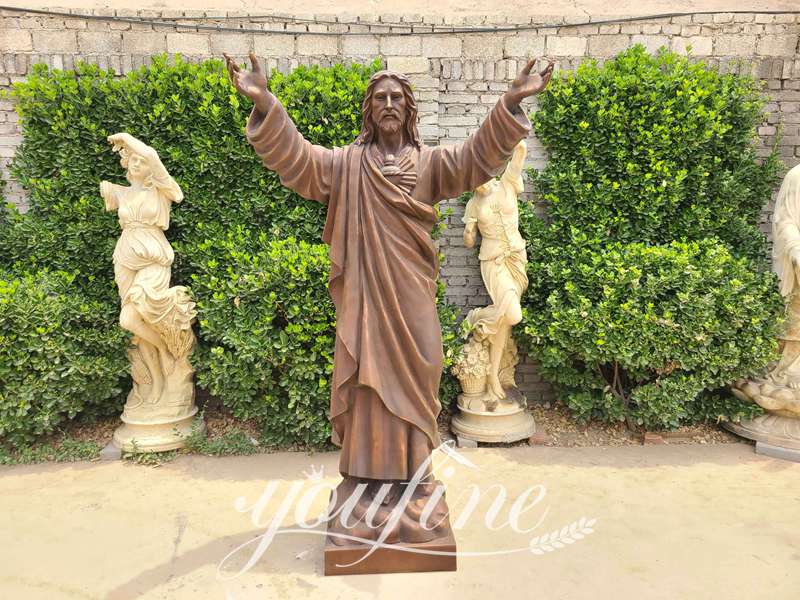 Sacred Heart Bronze Outdoor Jesus Statue Religious Art for Sale BOK1