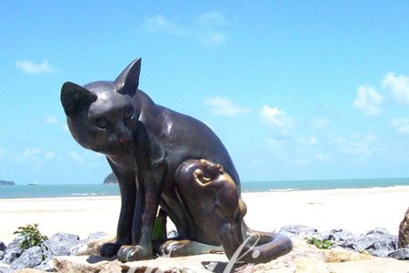 Life Size Bronze Cat Garden Statue BOK-150