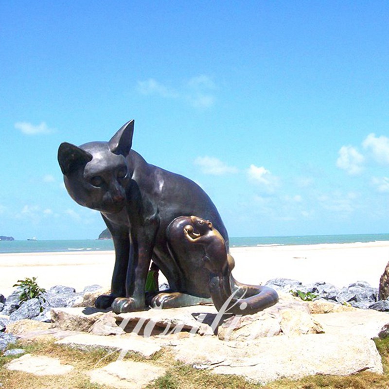 Life Size Bronze Cat Garden Statue BOK-150