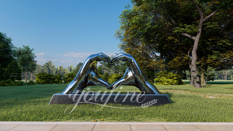 Mirror Polished Metal Hand Sculpture for Lawn CSS-848