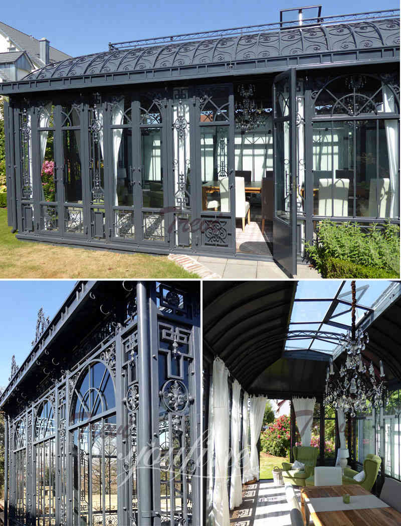 outdoor large cheap metal wrought iron gazebo for backyard for sale