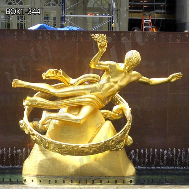 Bronze Golden Prometheus Statue Rockefeller Center Fountain Art for