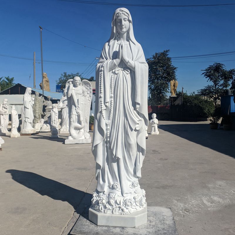 Classic Catholic White Marble Our Lady of Lourdes Statue