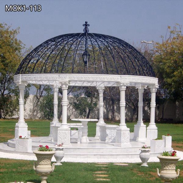 Classical White Marble Column Wedding Gazebo for Sale MOK1-113